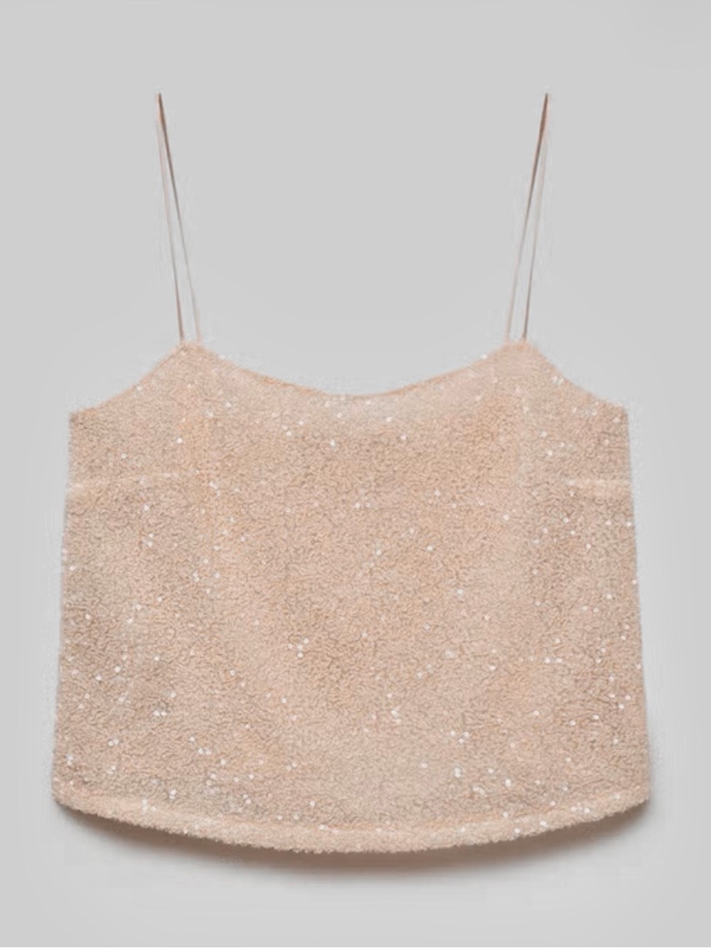 Mango MNG - NWT Cream Sparkle Sequin spaghetti strap Tank Top